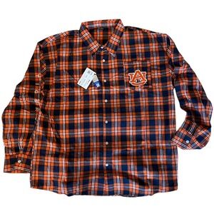 NWT Auburn University Tigers Flannel Button Down Embroidered Shirt Mens XL